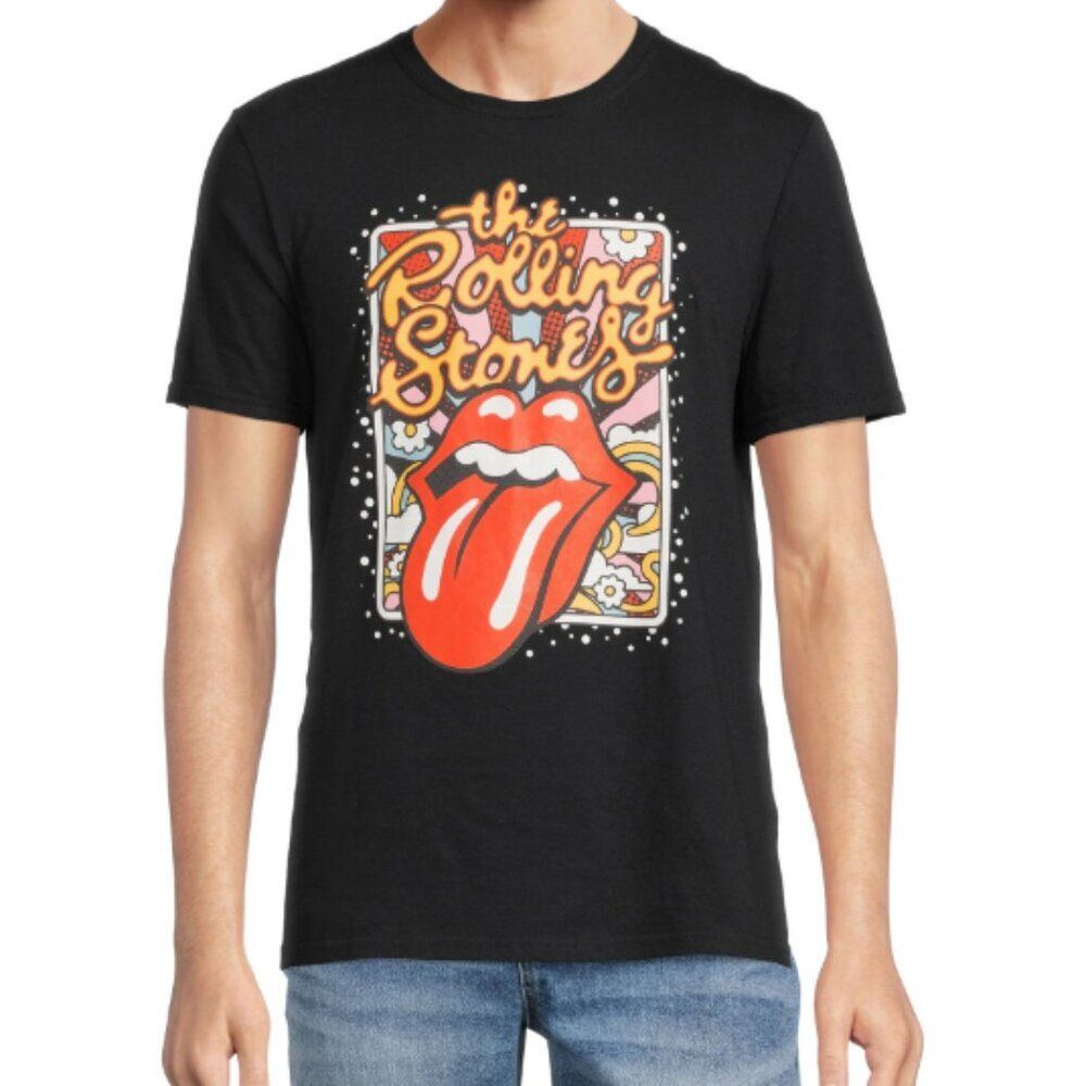 The Rolling Stones Size 3XL Black Short Sleeve Crew Neck Retro Graphic Tee Shirt